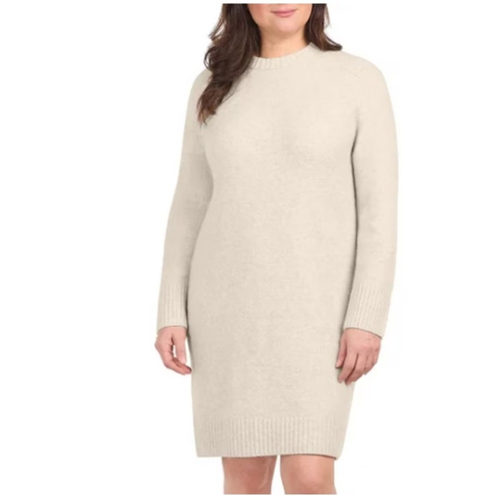 Dalia Women's Knit Long Sleeve Sweater Dress Beige Mix Plus XXL Chunky Neutral